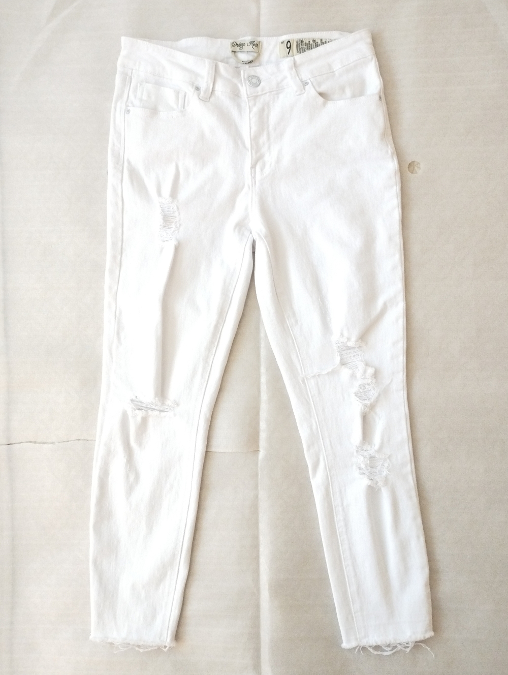 Indigo Rein Distressed Raw Hem Skinny Cropped Jeans Size 9